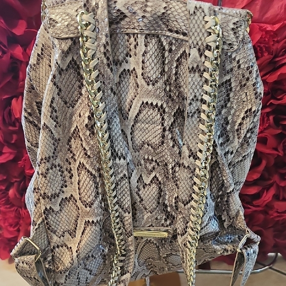 Steve Madden NWOT Snake Print Backpack Bag with Gold Accents NEW main image 12